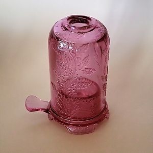 Vintage Moser Holly and Berry 2 Piece Fairy Lamp